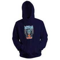 Blusa de Frio Moletom flanelado com Capuz Estampa Digital Unissex Envio Imediato Caveira Azul Flor Laranja