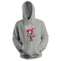 Blusa de Frio Moletom Flanelado com Capuz Estampa Digital Unissex Envio Imediato Caveira com Cabelo Rosa