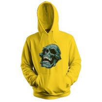 Blusa de Frio Moletom flanelado com Capuz Estampa Digital Unissex Envio Imediato Caveira Enrrugada