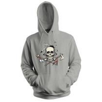Blusa de Frio Moletom flanelado com Capuz Estampa Digital Unissex Envio Imediato Caveira Índio