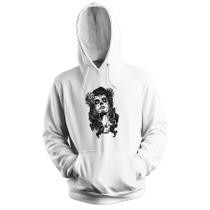 Blusa de Frio Moletom flanelado com Capuz Estampa Digital Unissex Envio Imediato Caveira Mulher com Cabelo