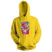 Blusa de Frio Moletom flanelado com Capuz Estampa Digital Unissex Envio Imediato Dragão Dourado