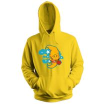 Blusa de Frio Moletom flanelado com Capuz Estampa Digital Unissex Envio Imediato Lua Caveira com Rosa