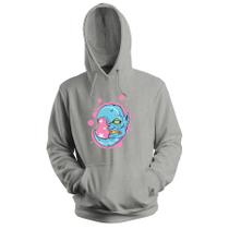 Blusa de Frio Moletom flanelado com Capuz Estampa Digital Unissex Envio Imediato Lua Minguante Azul