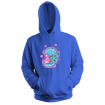 Blusa de Frio Moletom flanelado com Capuz Estampa Digital Unissex Envio Imediato Lua Minguante Azul