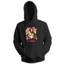 Blusa de Frio Moletom flanelado com Capuz Estampa Digital Unissex Envio Imediato Mulher com Chapéu Rosa