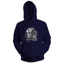 Blusa de Frio Moletom flanelado com Capuz Estampa Digital Unissex Envio Imediato Multi Caveiras