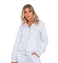 Blusa de Frio Moletom Flanelado com Zíper Capuz Liso Bolso Canguru Basico Casual Inverno