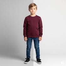 Blusa de Frio Moletom Infantil Bordo Flanelado lisa Menina e Menino 4 a 8 anos Antialérgico Baby Deluxe