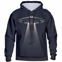 Blusa de Frio Moletom Masculino Feminino Alien 3D HD ET Com Capuz Flanelada Confortável