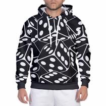Blusa de Frio Moletom Masculino Feminino Estampa 3D de Dados Flanelada Com Capuz