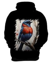 Blusa de Frio Passarinho Azul e Vermelho Desenhado 4 Blusa de Frio Passarinho Azul e Vermelho Desenhado 4