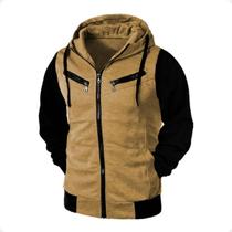 Blusa de Frio Raglan Masculina com Capuz e Zíper