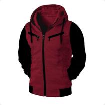 Blusa de Frio Raglan Masculina com Capuz e Zíper