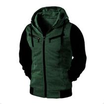 Blusa de Frio Raglan Masculina com Capuz e Zíper