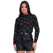Blusa De Frio Tricô Feminina Cereja Outono Inverno Modal Tendência Lançamento Casual Blogueira Suéter Moderno Mnaga Longa