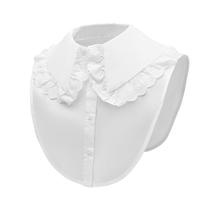 Blusa de gola falsa com acabamento em renda branca pontiaguda para mulheres