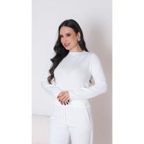 Blusa de Inverno Lisa em Modal Premium Manga Comprida Suéter Moda Trico Outono Inverno