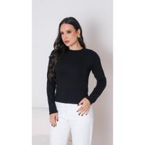 Blusa de Inverno Lisa em Modal Premium Manga Comprida Suéter Moda Trico Outono Inverno