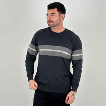 Blusa de Lã Black Thor com Listra Gola Redonda Masculina Blusa de Lã Black Thor com Listra Gola Redonda Masculina
