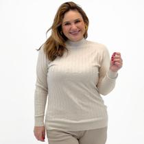 Blusa de Lã Dyordhana Plus Size Texturizada Gola Alta Feminina Blusa de Lã Dyordhana Plus Size Texturizada Gola Alta Feminina