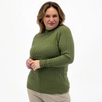 Blusa de Lã Dyordhana Plus Size Texturizada Gola Alta Feminina Blusa de Lã Dyordhana Plus Size Texturizada Gola Alta Feminina