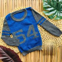 Blusa de lã menino infantil sueter Gola em V modelo 54 fro / inverno.