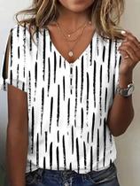 Blusa de linha sem manga estampa preto e branco tamanho m