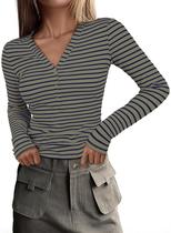 Blusa de malha canelada casual elegante Acelitt feminina cinza L