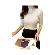 Blusa De Malha Feminina De Verão Com Manga Curta, Top Pullover Fashionável, Blusas Mujer 2024