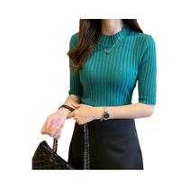 Blusa De Malha Feminina De Verão Com Manga Curta, Top Pullover Fashionável, Blusas Mujer 2024