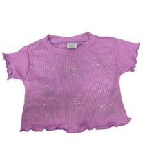 Blusa de Manga Curta Básica em Tecido Ribana Com Strass