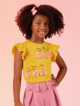 Blusa De Manga Curta Bordada Cativa Kids