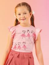 Blusa De Manga Curta Bordada Cativa Kids