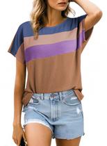 Blusa de manga curta Dokotoo Color Block para mulheres