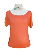 Blusa de Manga Curta Laranja em Viscolycra Blusa de Manga Curta Laranja em Viscolycra