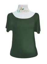 Blusa de Manga Curta Verde Militar em Viscolycra Blusa de Manga Curta Verde Militar em Viscolycra