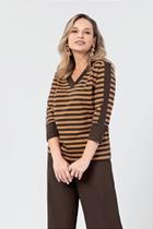 Blusa de Manga Média Listrada Juanna - Outono