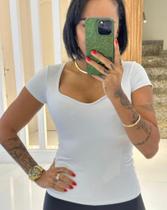 Blusa de Manga Modeladora de Bojo Branca Tamanho M