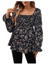 Blusa de maternidade MakeMechic com estampa floral e manga com babados azul Blusa de maternidade MakeMechic com estampa floral e manga com babados azul