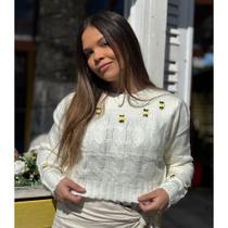 Blusa de Modal Feminina com Bordados - Preto