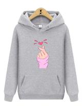 Blusa de Moletom Canguru Kpop Mão Coração Coreano Blusa de Moletom Canguru Kpop Mão Coração Coreano