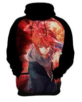 Blusa de Moletom Capuz Canguru Anime Ruroni Kenshin Samurai X 18_x000D_