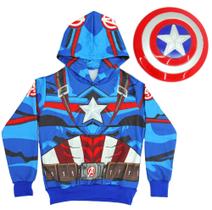 Blusa De Moletom Com Capuz Com Escudo Do Capitão America Blusa De Moletom Com Capuz Com Escudo Do Capitão America