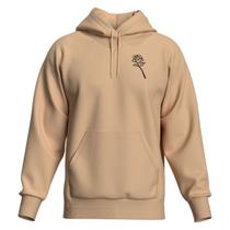 Blusa de Moletom Estampa Flor Agasalho Com Capuz e Bolsos