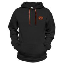 Blusa de Moletom Estampado Siri Relaxado Laranja Neon com Capuz Bolso Canguru