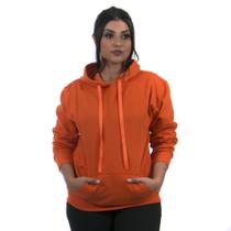 Blusa de Moletom Feminina Canguru Capuz cor Laranja