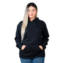 Blusa de Moletom Feminina Canguru Com Capuz e Bolso Sem estampa