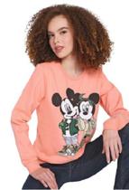 Blusa de Moletom Flanelada Fechada Cativa Disney Mickey & Minnie