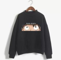 Blusa De Moletom Gola Redonda Anime One Piece Luffy Olhos